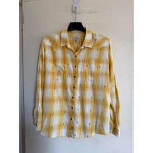 Ariat Relaxed Fit Women's Yellow Plaid Cactus Long Sleeve Western Shirt XL